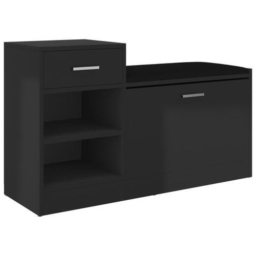 Skobænk 94,5x31x57 cm konstrueret træ sort højglans