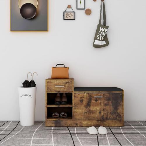 Skobænk 94,5x31x57 cm spånplade røget eg