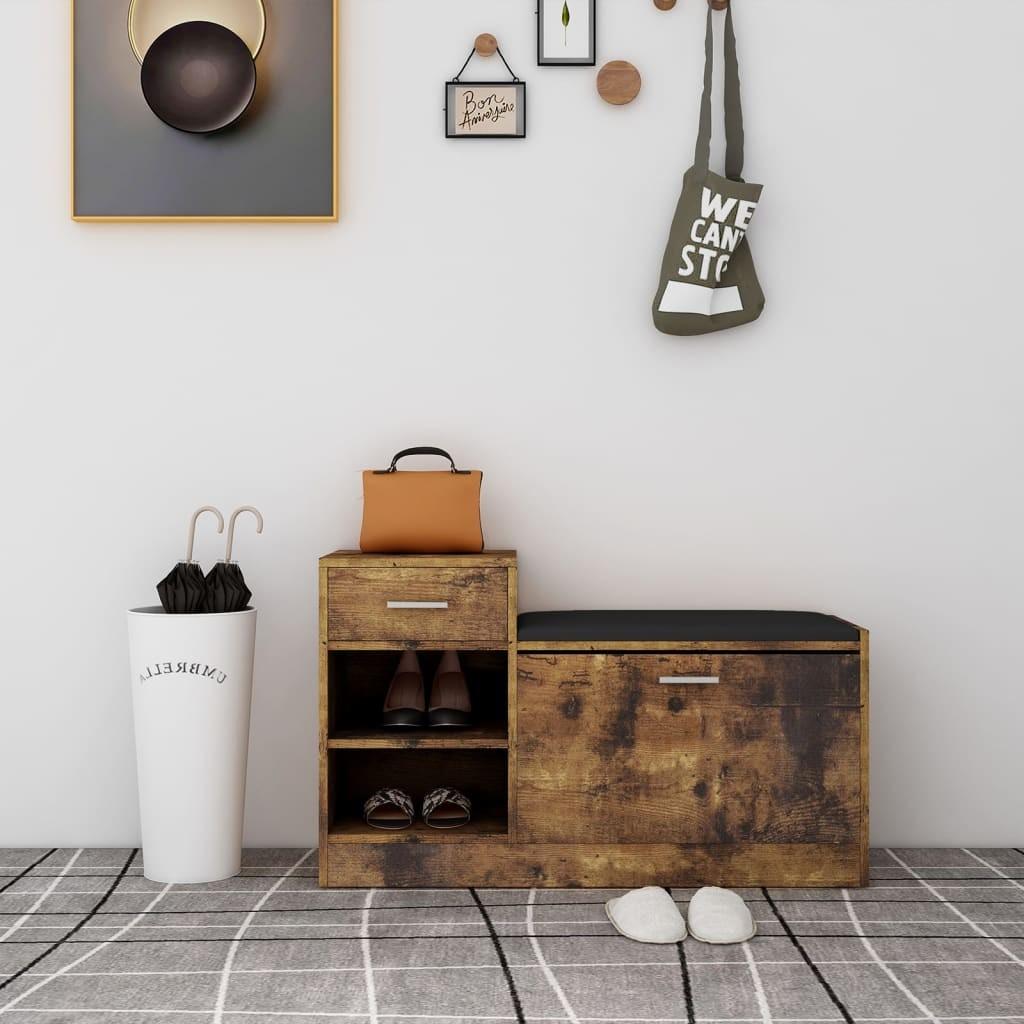 Skobænk 94,5x31x57 cm spånplade røget eg