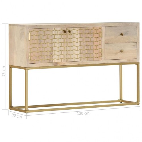 Skænk 120x30x75 cm massivt mangotræ guldfarvet