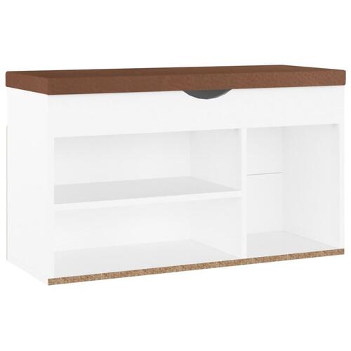 Skobænk med hynde 80x30x47 cm spånplade hvid