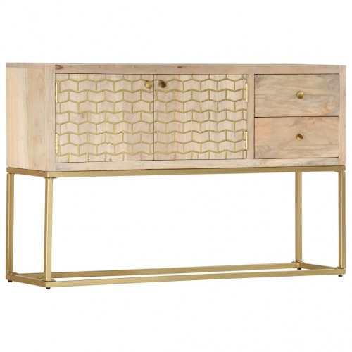 Skænk 120x30x75 cm massivt mangotræ guldfarvet