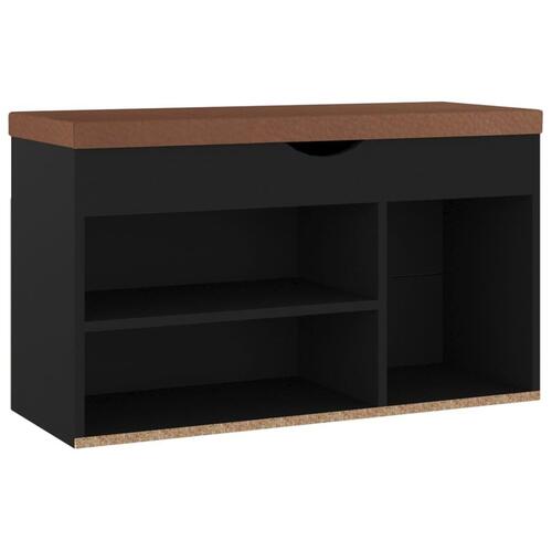 Skobænk med hynde 80x30x47 cm spånplade sort
