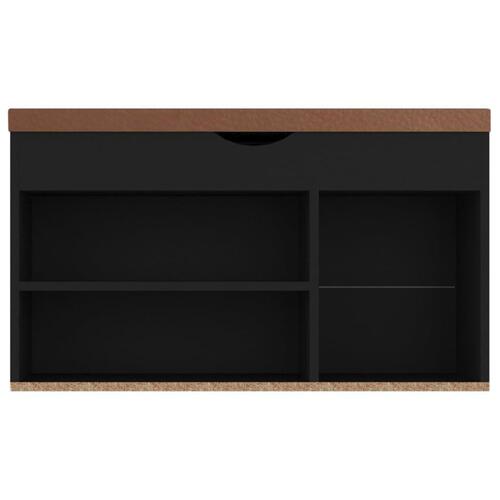Skobænk med hynde 80x30x47 cm spånplade sort