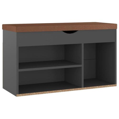 Skobænk med hynde 80x30x47 cm spånplade grå