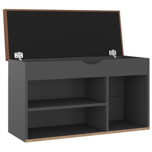 Skobænk med hynde 80x30x47 cm spånplade grå