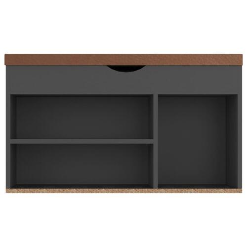 Skobænk med hynde 80x30x47 cm spånplade grå