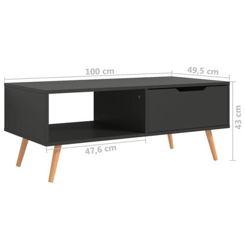 Sofabord 100x49,5x43 cm konstrueret træ grå