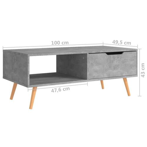 Sofabord 100x49,5x43 cm konstrueret træ betongrå