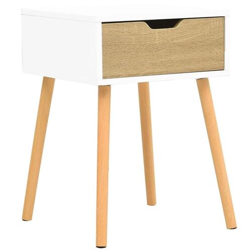 Sengeskab 40x40x56 cm spånplade hvid og sonoma-eg