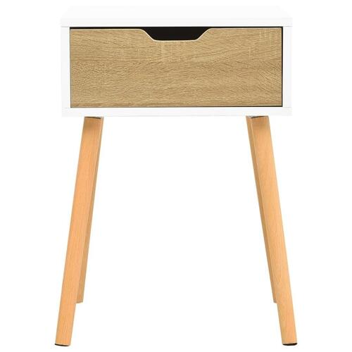 Sengeskab 40x40x56 cm spånplade hvid og sonoma-eg