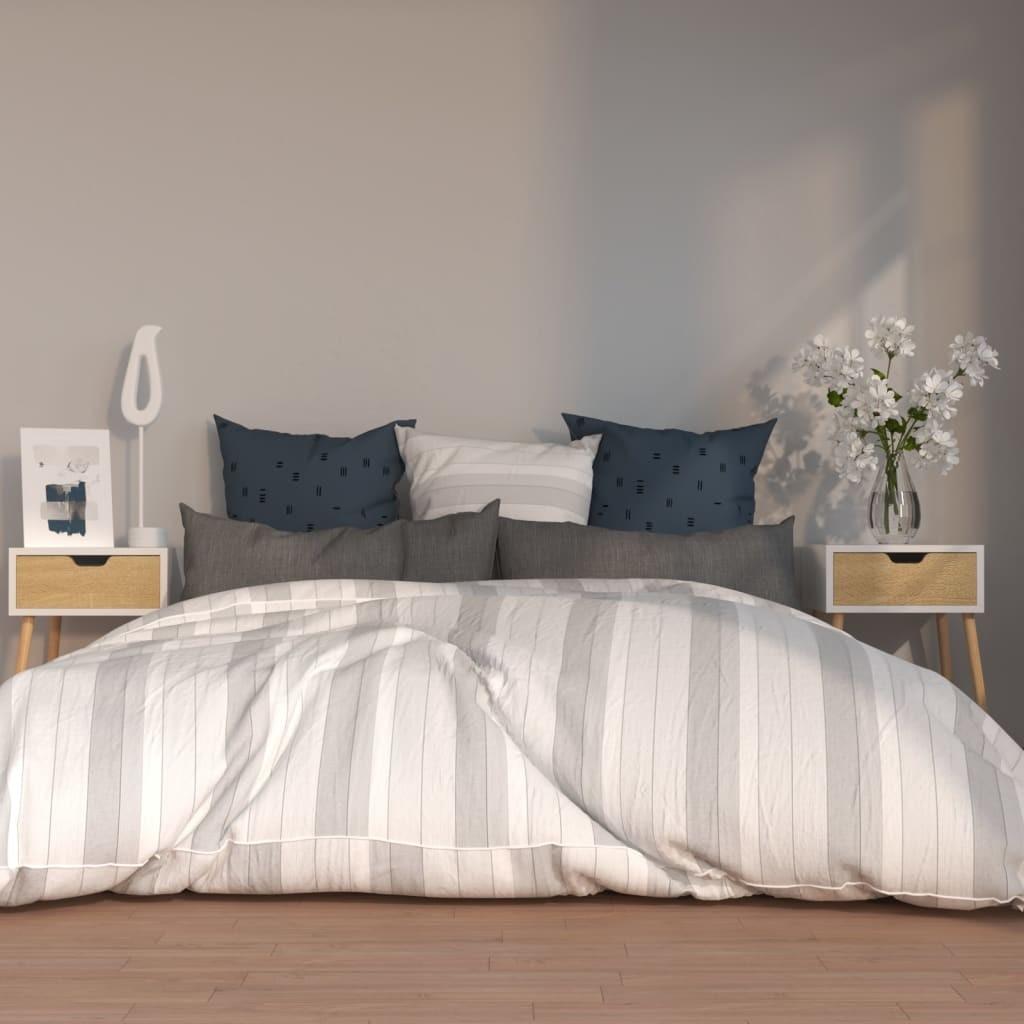 Sengeborde 2 stk. 40x40x56 cm spånplade hvid og sonoma-eg