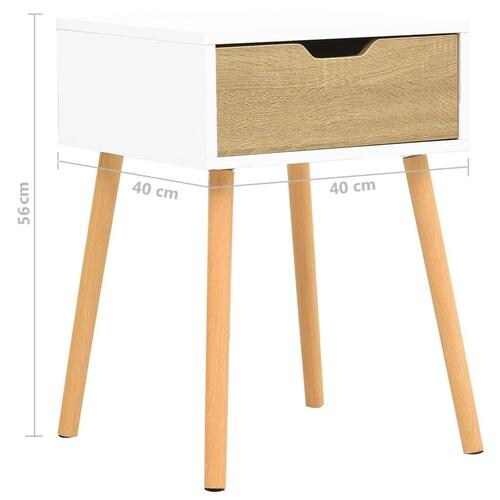 Sengeborde 2 stk. 40x40x56 cm spånplade hvid og sonoma-eg
