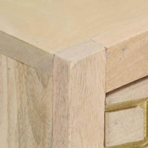 Konsolbord i massivt mangotræ med stålstel - 90×30×75 cm, natur/guld