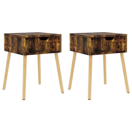 Sengeborde 2 stk. 40x40x56 cm spånplade røget eg