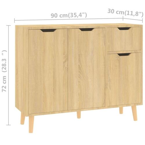 Skænk 90x30x72 cm konstrueret træ sonoma-eg
