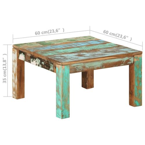 Sofabord 60x60x35 cm massivt genbrugstræ