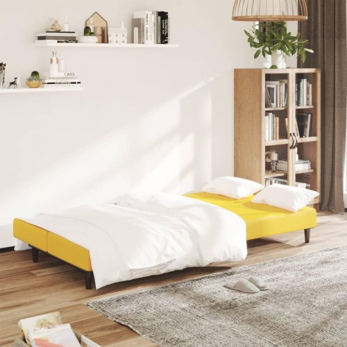 2-personers sovesofa fløjl gul
