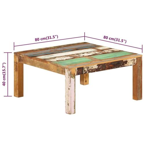 Sofabord 80x80x40 cm massivt genbrugstræ