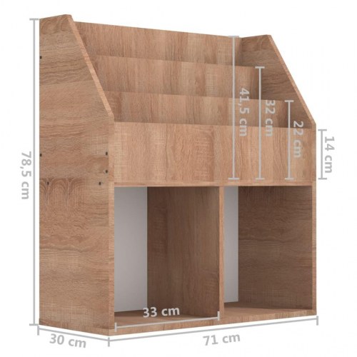 Magasinholder til børn 71x30x78,5 cm spånplade sonoma-eg