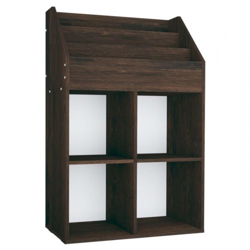 Magasinreol til børn 71×30×114 cm - konstrueret træ, røget eg