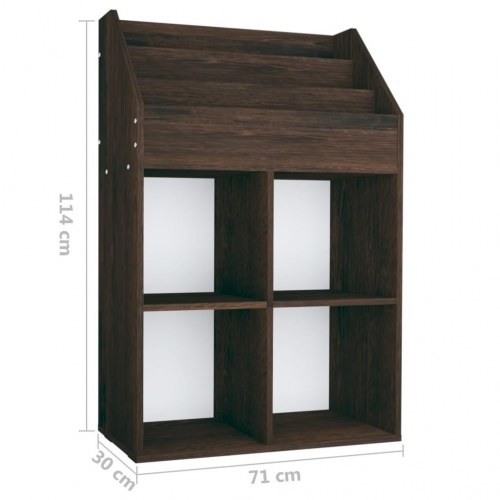 Magasinreol til børn 71×30×114 cm - konstrueret træ, røget eg
