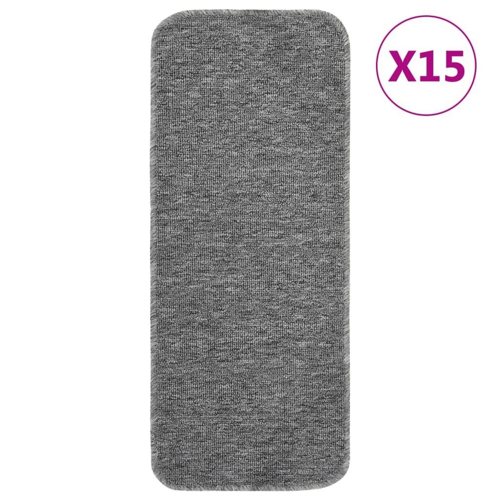 Skridsikre trappemåtter 15 stk. 60x25 cm rektangulær grå