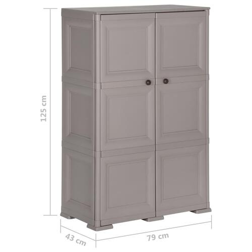 Plastikskab 79x43x125 cm trædesign grå
