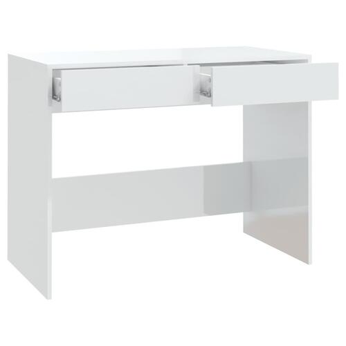 Skrivebord 101x50x76,5 cm spånplade hvid højglans