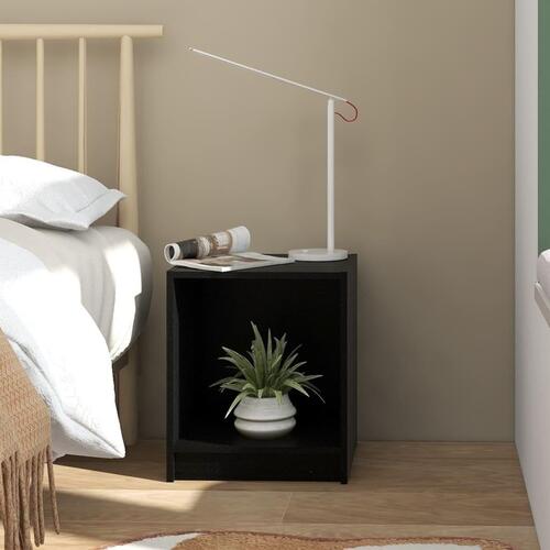 Sengeskabe 2 stk. 35,5x33,5x41,5 cm massivt fyrretræ sort