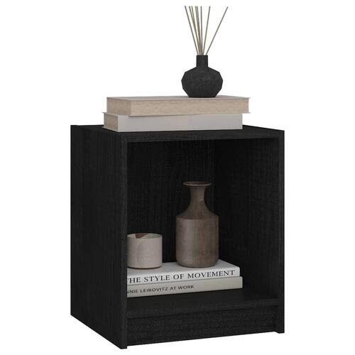 Sengeskabe 2 stk. 35,5x33,5x41,5 cm massivt fyrretræ sort