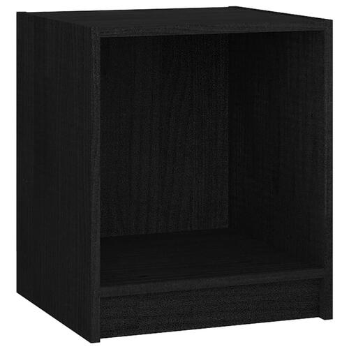 Sengeskabe 2 stk. 35,5x33,5x41,5 cm massivt fyrretræ sort