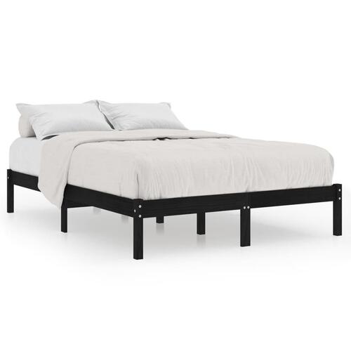 Sengestel 140x190 cm massivt fyrretræ sort
