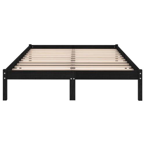 Sengestel 140x190 cm massivt fyrretræ sort