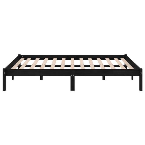 Sengestel 140x190 cm massivt fyrretræ sort