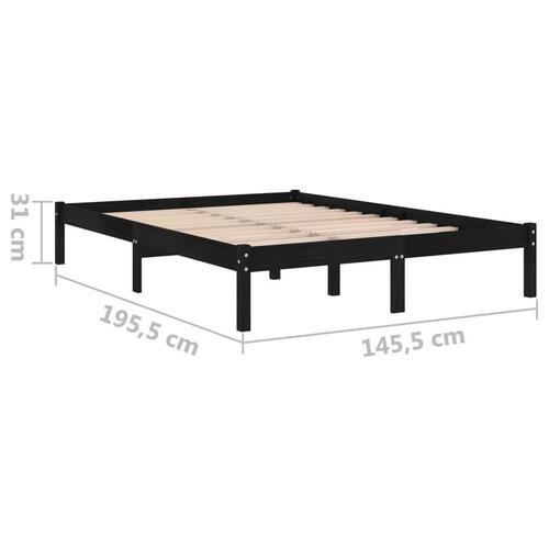 Sengestel 140x190 cm massivt fyrretræ sort