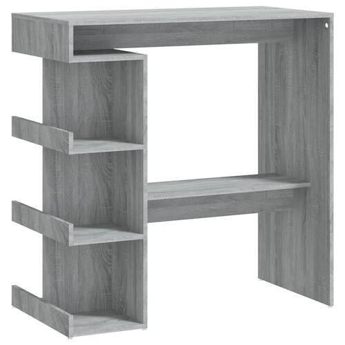 Barbord med opbevaringsstativ 100x50x101,5 cm grå sonoma-eg
