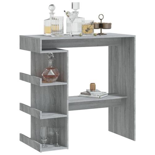 Barbord med opbevaringsstativ 100x50x101,5 cm grå sonoma-eg