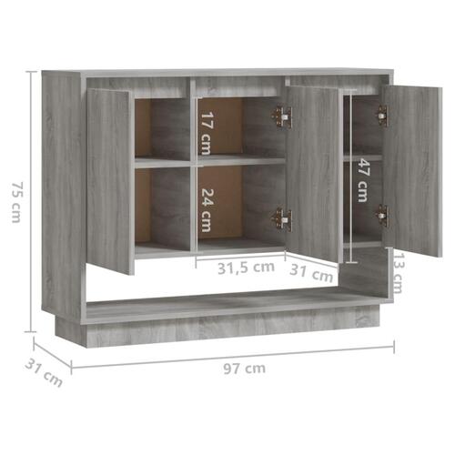 Skænk 97x31x75 cm konstrueret træ grå sonoma-eg