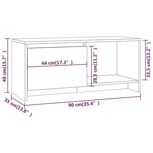 Tv-bord 90x35x40 cm konstrueret træ røget egetræsfarve