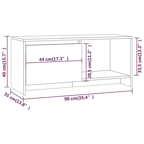 Tv-bord 90x35x40 cm konstrueret træ brun egetræsfarve