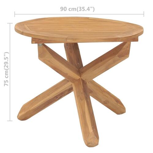 Havebord Ø90x75 cm massivt teaktræ