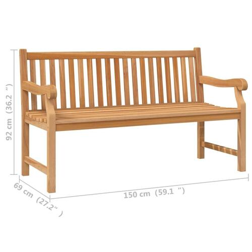Havebænk 150 cm massivt teaktræ