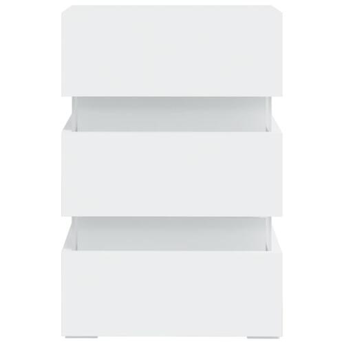 Sengebord med LED 45x35x67 cm konstrueret træ hvid