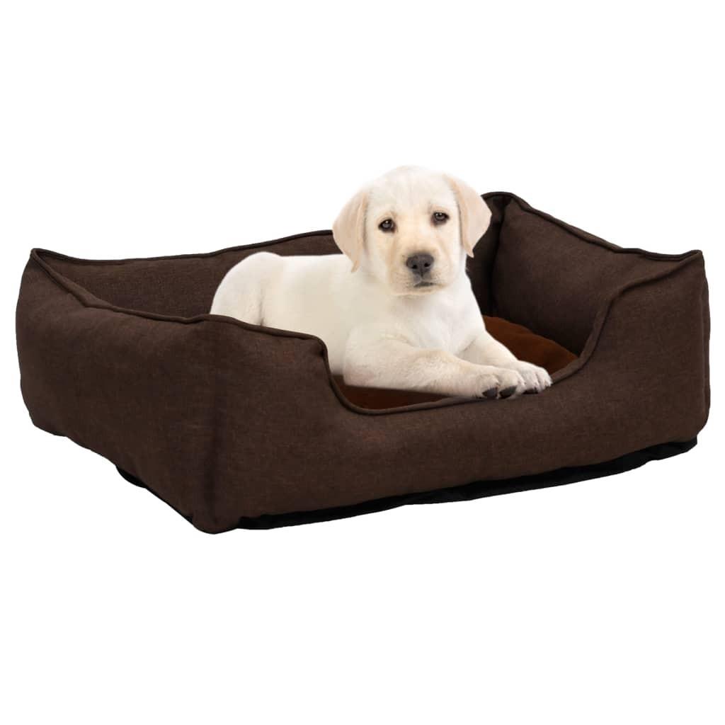 Hundekurv 65x50x20 cm hør-look fleece brun