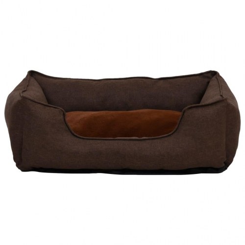 Hundekurv 65x50x20 cm hør-look fleece brun