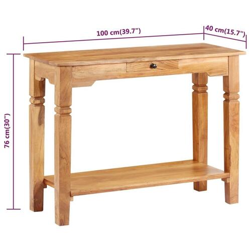 Konsolbord 100x40x76 cm massivt akacietræ