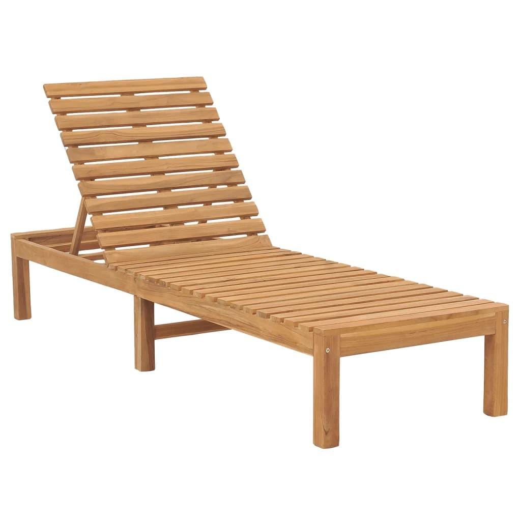 Liggestol i massivt teaktræ - justerbar solseng 60 × 200 cm billede