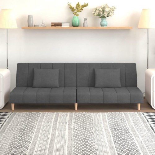 2-personers sovesofa fløjl mørkegrå