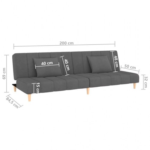 2-personers sovesofa fløjl mørkegrå